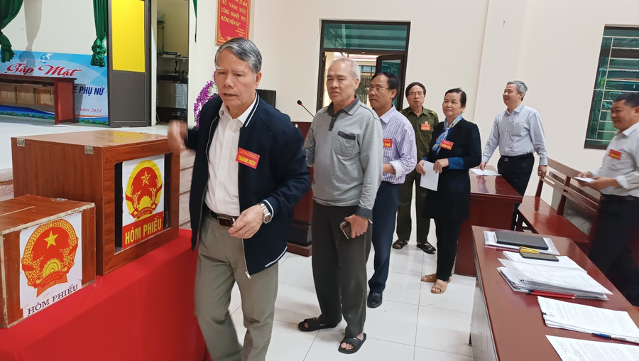 Cử tri hân hoan đi bỏ phiếu.