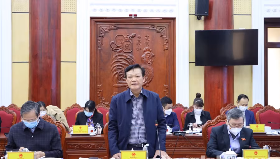 Thứ trưởng Bộ Nội vụ Nguyễn Duy Thăng phát biểu tại buổi làm việc.