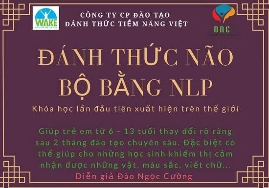 Logo quảng cáo của Công ty CP Đào tạo đánh thức tiềm năng Việt về Khóa đào tạo đánh thức não bộ bằng NLP.