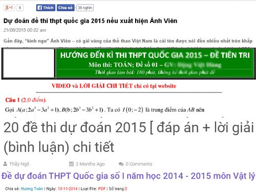 Tràn lan “đề thi dự đoán” kỳ thi THPT Quốc gia 2015