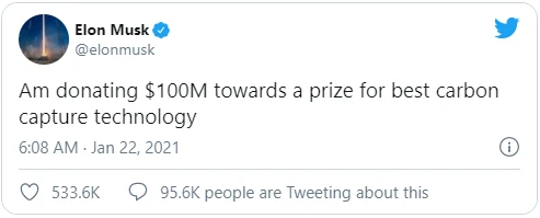 Bài đăng trên Twitter của Elon Musk.