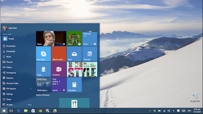 Đây là menu Start trong Windows 10. Bên trái là các thư mục, cài đặt và shortcut. Bên phải là các ô ứng dụng, thường mở ra ứng dụng Windows Store. Đây là menu Start trong Windows 10. Bên trái là các thư mục, cài đặt và shortcut. Bên phải là các ô ứng dụng, thường mở ra ứng dụng Windows Store.