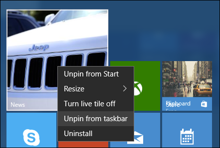 Khả năng ghim/bỏ ghim khỏi thanh taskbar cho phép bạn truy cập các ứng dụng Windows Store ngay từ thanh tác vụ thay vì phải mở menu Start. Khả năng ghim/bỏ ghim khỏi thanh taskbar cho phép bạn truy cập các ứng dụng Windows Store ngay từ thanh tác vụ thay vì phải mở menu Start.