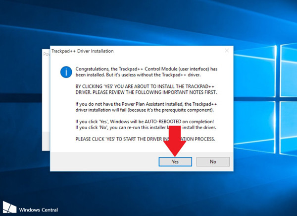 Hướng dẫn kích hoạt trackpad MacBook chạy Windows 10: Bấm chọn Yes để cài đặt driver. D5-Huong-dan-kich-hoat-trackpad-MacBook-Windows-10.jpg