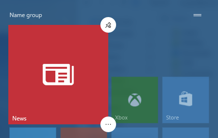 Trong ví dụ này, ta thấy một ô tĩnh, cỡ lớn sau khi chạm vào thao tác chạm dài. Ở góc trên cùng bên phải là tùy chọn gỡ ô ra khỏi menu Start. Trong ví dụ này, ta thấy một ô tĩnh, cỡ lớn sau khi chạm vào thao tác chạm dài. Ở góc trên cùng bên phải là tùy chọn gỡ ô ra khỏi menu Start.