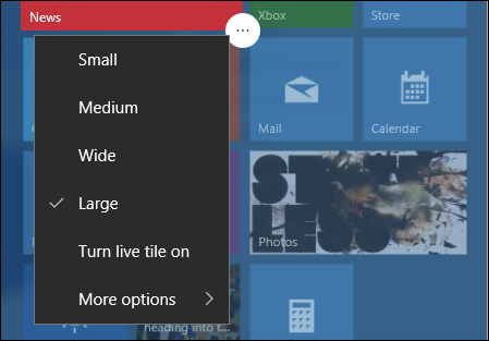 Nhấn vào nút ở góc dưới bên phải để mở ra các tùy chọn khác như thay đổi kích cỡ, live tile, ghim/bỏ ghim khỏi taskbar, gỡ cài đặt (bên dưới “more options”). Nhấn vào nút ở góc dưới bên phải để mở ra các tùy chọn khác như thay đổi kích cỡ, live tile, ghim/bỏ ghim khỏi taskbar, gỡ cài đặt (bên dưới “more options”).