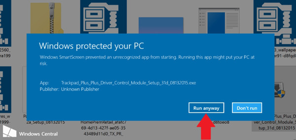 Hướng dẫn kích hoạt trackpad MacBook chạy Windows 10: Bấm “Run anyway”. D3-Huong-dan-kich-hoat-trackpad-MacBook-Windows-10.jpg