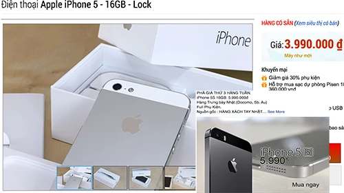iPhone 5 khoá mạng có giá chưa tới 4 triệu đồng