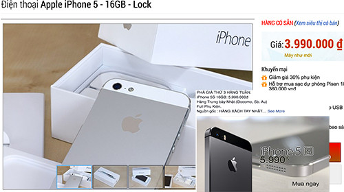 iPhone 5 khoá mạng có giá chưa tới 4 triệu đồng