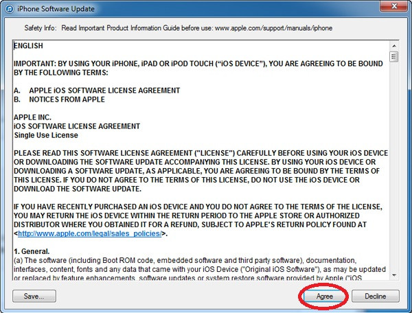 Hướng dẫn “restore” iPhone 6 và iPhone 6 Plus: Nhấn Agree. A5-cach-restore-iPhone-6-cach-restore-iPhone-6-Plus.jpg