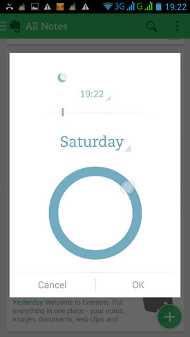 Hướng dẫn sử dụng Evernote Android: Đây là giao diện đặt ngày giờ thông báo của Evernote trên Android. E2-Huong-dan-su-dung-Evernote-Android-dien-thoai-2014-09-11-19-22-47.jpg