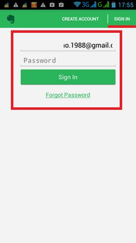 Hướng dẫn sử dụng Evernote Android: Trong lần đầu mở ứng dụng Evernote, bạn sẽ được yêu cầu đăng nhập, hãy đăng nhập vào tài khoản bạn đang dùng trên máy tính. A1-Huong-dan-su-dung-Evernote-Android-dien-thoai-2014-09-10-17-55-47.jpg