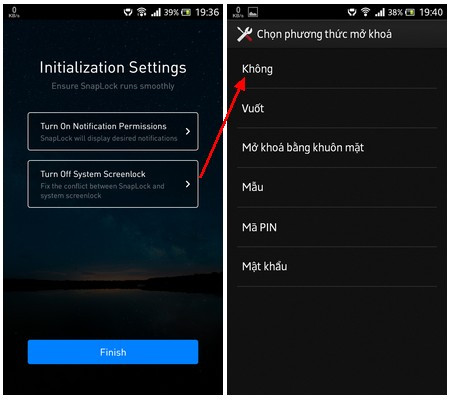 Ứng dụng khóa màn hình thông minh và hữu ích cho smartphone ảnh 4 Cuối cùng nhấn nút Finish để hoàn tất quá trình thiết lập trên SnapLock.