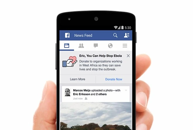 Facebook thêm nút "quyên góp"