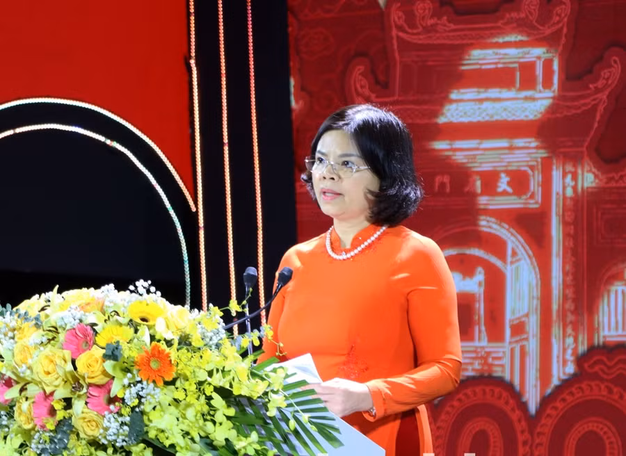 Bà Nguyễn Hương Giang - Chủ tịch UBND tỉnh Bắc Ninh phát biểu.