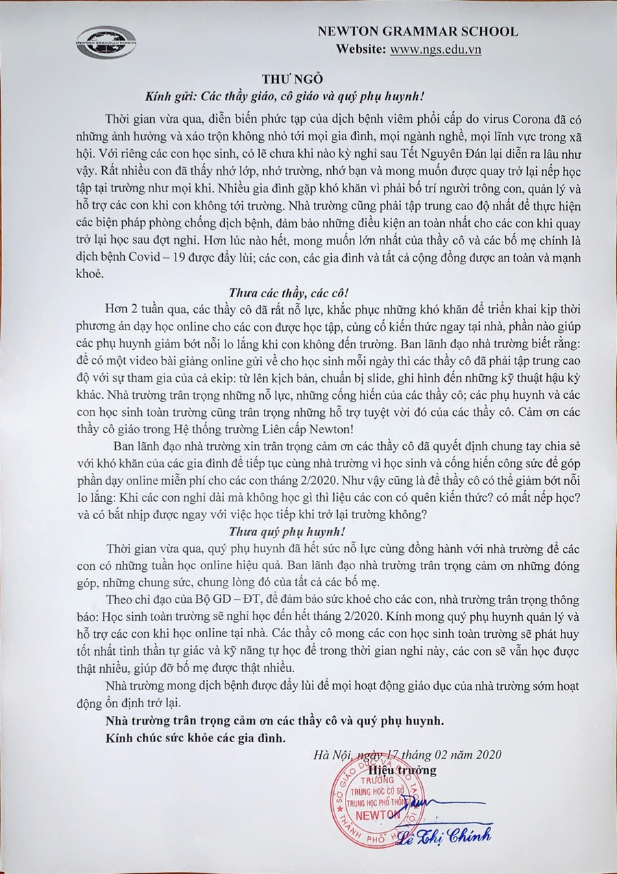 Thư gửi thầy cô và phụ huynh học sinh. Thư gửi thầy cô và phụ huynh học sinh.