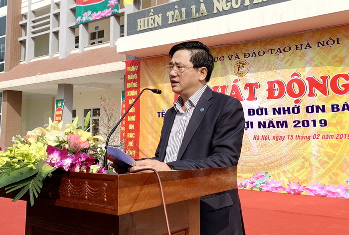 Ông Phạm Xuân Tiến- Phó Giám đốc Sở GD&ĐT Hà Nội phát biểu tại lễ phát động Ông Phạm Xuân Tiến- Phó Giám đốc Sở GD&ĐT Hà Nội phát biểu tại lễ phát động