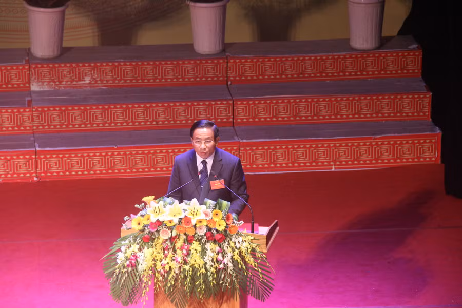 Bí thư Tỉnh ủy tỉnh Hà Tĩnh - Lê Đình Sơn phát biểu tại buổi lễ