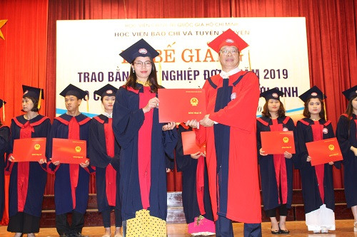 PGS,TS Lưu Văn An, Phó Giám đốc Học viện Báo chí và Tuyên truyền trao bằng thạc sĩ cho các học viên PGS,TS Lưu Văn An, Phó Giám đốc Học viện Báo chí và Tuyên truyền trao bằng thạc sĩ cho các học viên
