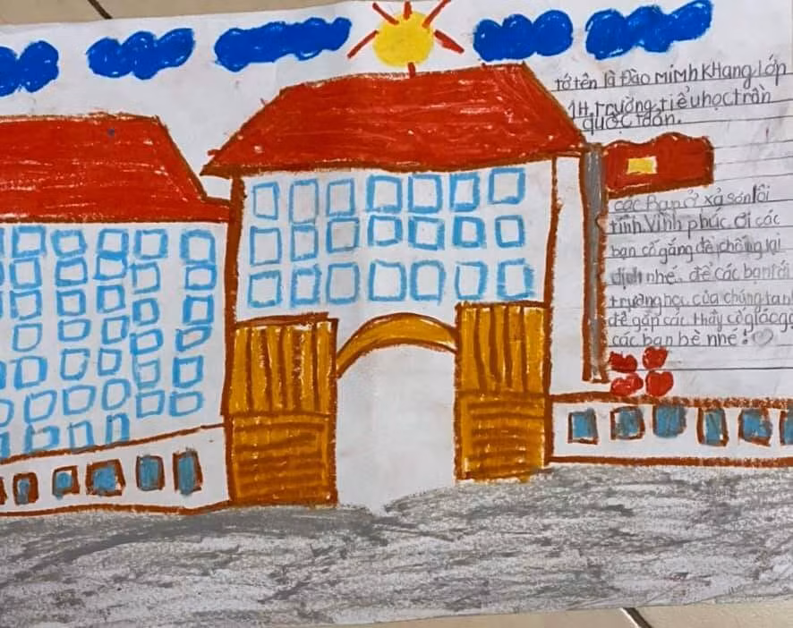 Học sinh Hà Nội viết thư, vẽ tranh cổ vũ các bạn học sinh Vĩnh Phúc ảnh 14