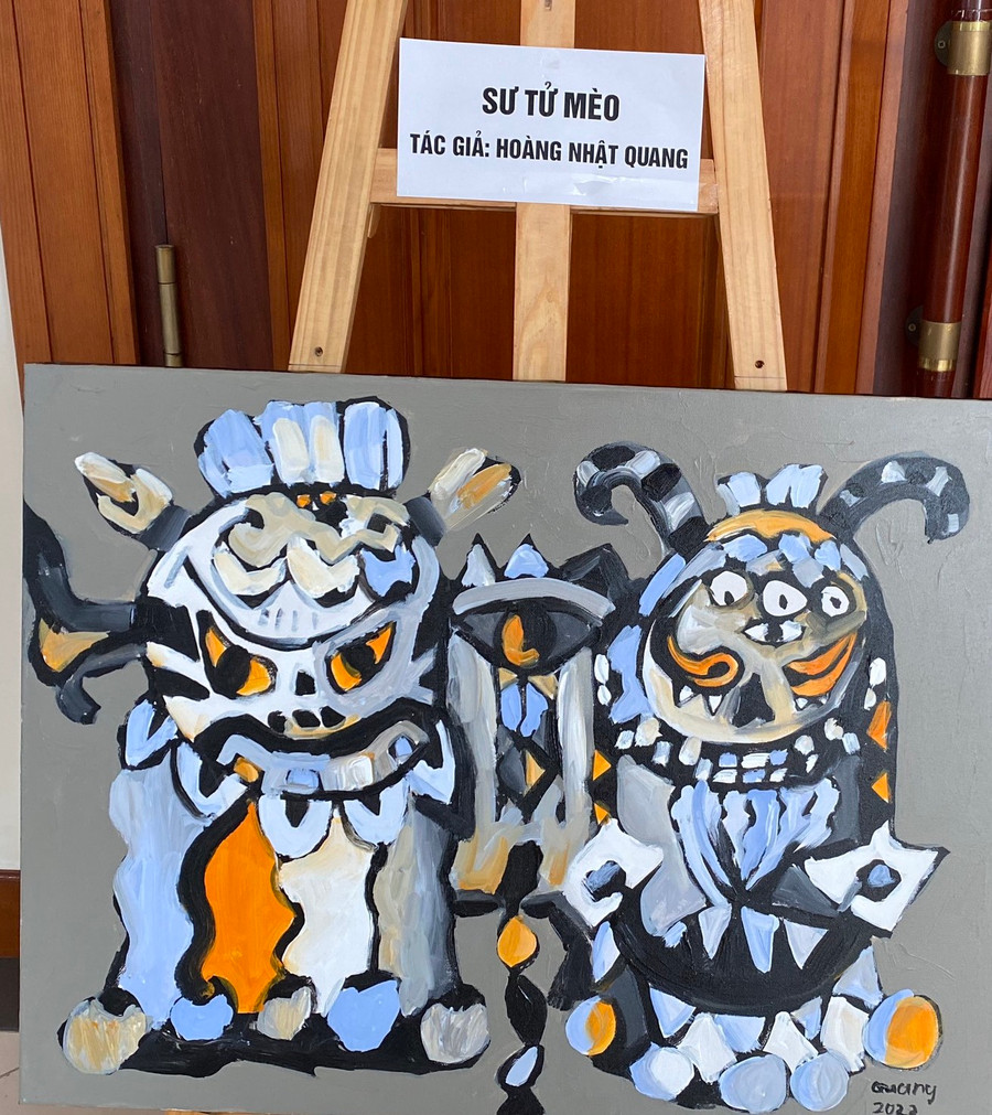 Bức tranh sư tử mèo của hoạ sĩ nhí Nhật Quang. Ảnh Ngô Chuyên.