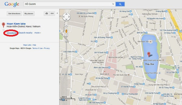 Bản đồ Google Maps: Sau khi tìm được một địa điểm muốn đến, hãy tìm chọn đường dẫn Directions. A4,5-Ban-do-Google-Maps-Cach-su-dung-Google-Maps.jpg