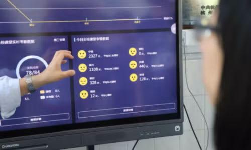 Trạng thái trong lớp của học sinh trên hệ thống được mô tả bằng các biểu tượng mặt cười. Trạng thái trong lớp của học sinh trên hệ thống được mô tả bằng các biểu tượng mặt cười. Ảnh ImageChina