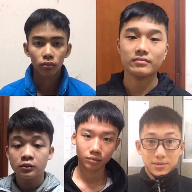 Các đối tượng tại cơ quan công an.