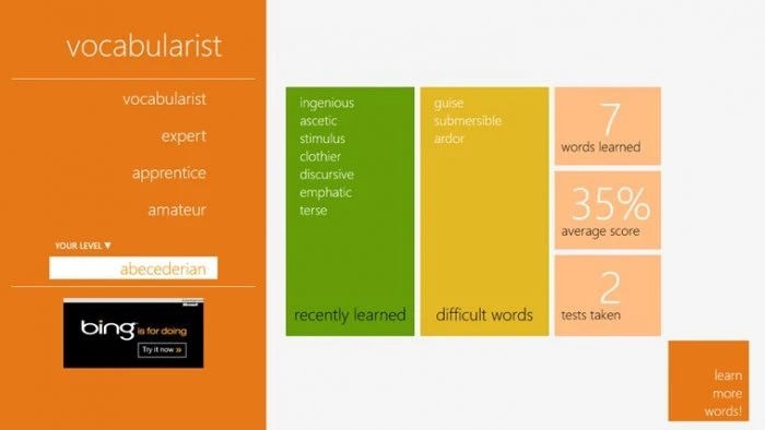 5 ứng dụng học từ vựng tiếng Anh cho Windows 8 