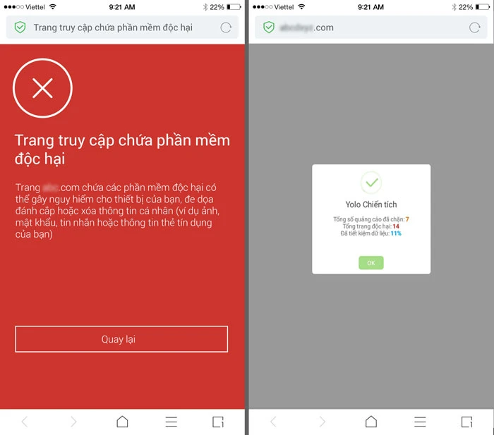Trình duyệt di động Yolo mini tuyên bố chặn được mã độc trên web “bẩn“