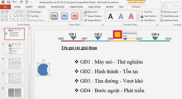 Học cách sử dụng PowerPoint 2013: Dùng cây bút Eyedropper chọn bất kỳ màu nào đang xuất hiện trên màn hình cho hình khối của bạn, với khung xem thử (khung đỏ) được cập nhật liên tục. F2-Huong-dan-cach-su-dung-PowerPoint-2013-5-tinh-nang-moi.jpg