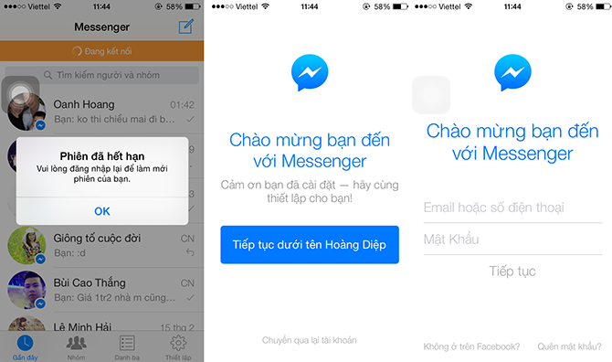 Cách đăng xuất Facebook Messeger trên điện thoại
