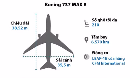 Các thông số của mẫu máy bay Boeing 737 MAX 8. Các thông số của mẫu máy bay Boeing 737 MAX 8. Ảnh: BBC.