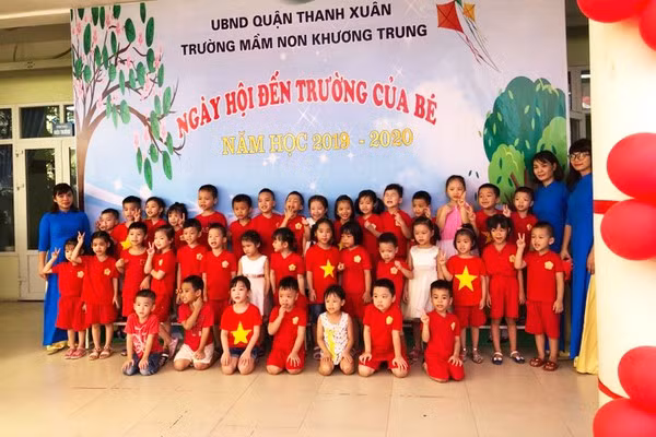 Lễ khai giảng năm học 2019-2020 tại trường mầm non Khương Trung (quận Thanh Xuân).