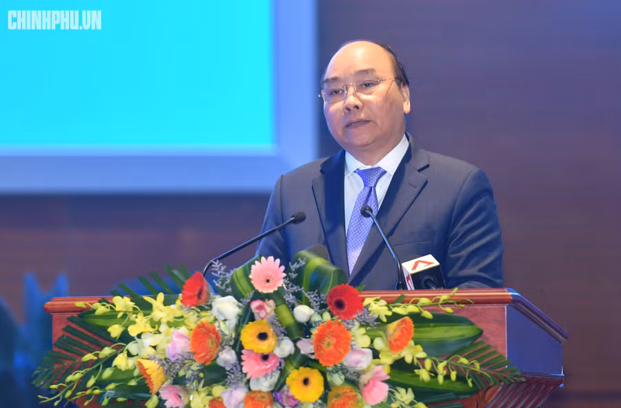 Thủ tướng Nguyễn Xuân Phúc phát biểu tại buổi lễ. Ảnh: VGP/Quang Hiếu