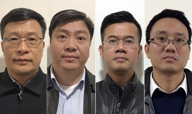 Các bị can (từ trái sang): Ngô Duy Chính, Nguyễn Xuân Giáp, Phạm Hồng Quang, Đặng Thanh Nam Các bị can (từ trái sang): Ngô Duy Chính, Nguyễn Xuân Giáp, Phạm Hồng Quang, Đặng Thanh Nam