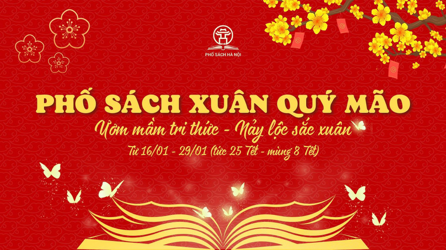 Phố Sách Xuân Quý Mão 2023 với chủ đề “Ươm mầm tri thức - Nảy lộc sắc xuân”.