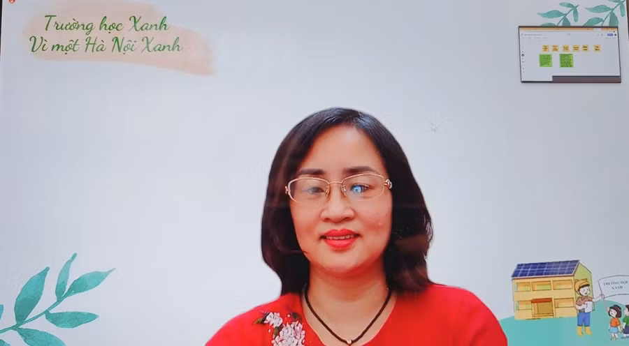 Bà Nguyễn Diệu Ánh – Phó trưởng Phòng GD&amp;ĐT quận Hoàn Kiếm phát biểu khai mạc chương trình.