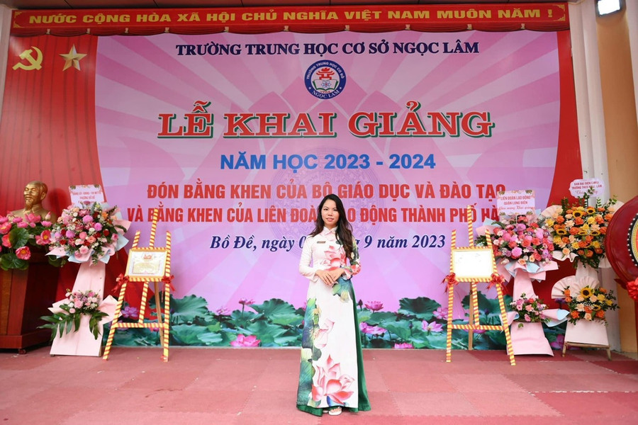 Cô Nguyễn Hồng Vân- Tổng phụ trách đội Trường THCS Ngọc Lâm (Long Biên, Hà Nội). Ảnh NVCC.