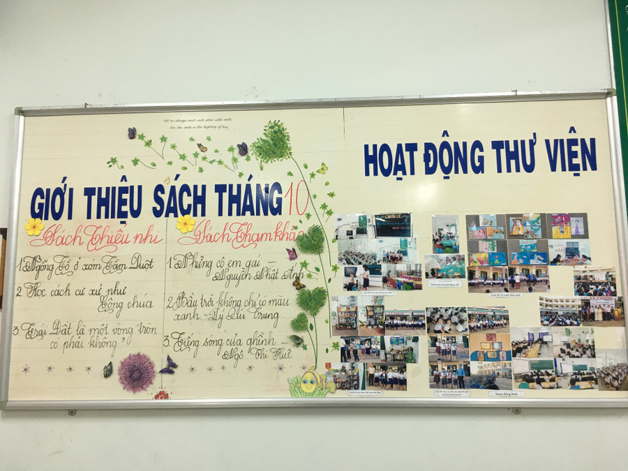 Thư viện liên tục cập nhật thêm các đầu sách mới hàng tháng. Bên cạnh đó, cán bộ thư viên còn chủ động thực hiện nhiều hoạt động ngoại khóa tại thư viện như thi vẽ tranh theo sách, ghép hình, tô tượng…