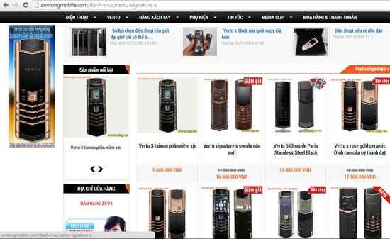 Vertu giá bèo được rao bán trên mạng. (Ảnh chụp màn hình).