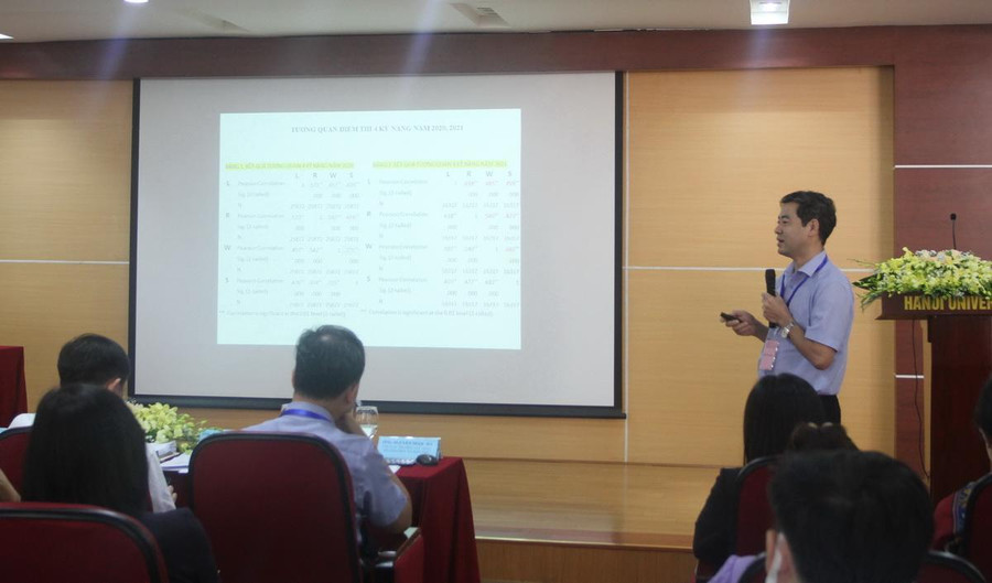 Đại biểu trình bày tham luận tại hội nghị.