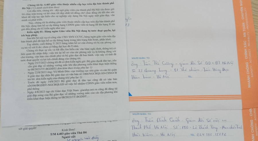 Hơn 4000 giáo viên Hà Nội tiếp tục gửi đơn kiến nghị đến các cơ quan chức năng.