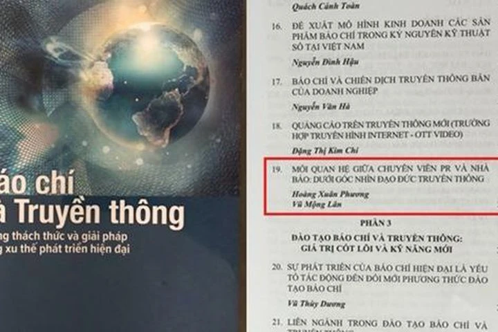 Sách "Báo chí và truyền thông - những thách thức và giải pháp trong xu thế phát triển hiện đại" - có đăng bài của tác giả Hoàng Xuân Phương và Vũ Mộng Lân - đã được NXB ĐHQG TPHCM thu hồi.