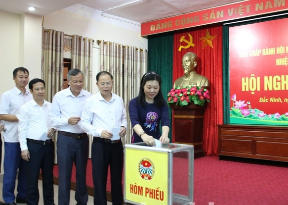 Ủy viên Ban Chấp hành Hội Nông dân tỉnh Bắc Ninh khóa IX bỏ phiếu bầu chức danh Chủ tịch Hội Nông dân tỉnh.