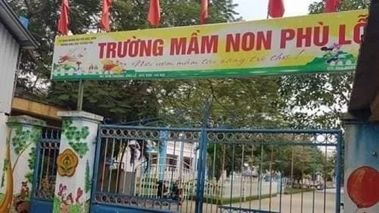 Trường mầm non Phù Lỗ nơi xảy ra sự việc.