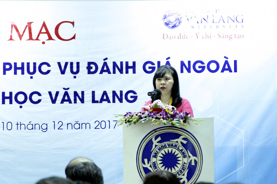 PGS.TS Nguyễn Phương Nga – Giám đốc Trung tâm KĐCLGD, phát biểu tại buổi lễ
