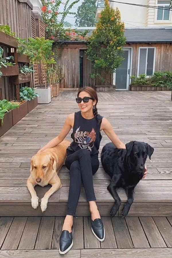 Đặc biệt, căn biệt thự của Hà Tăng và Louis Nguyễn có phần sân vườn rộng rãi, thoáng mát. Đây là địa điểm chụp hình ưa thích của nữ diễn viên.