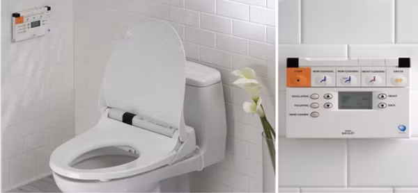 Có loại thì bảng điều khiển riêng được lắp bên cạnh bồn cầu.