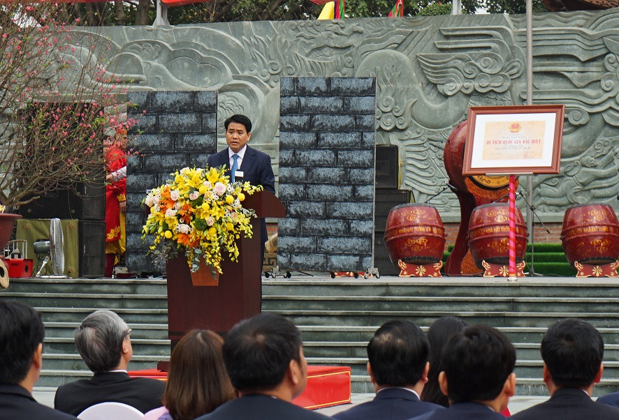 Chủ tịch UBND thành phố Nguyễn Đức Chung phát biểu tại Lễ kỷ niệm. Ảnh: Thế Quang.